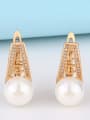 thumb Brass Imitation Pearl Geometric Ethnic Stud Earring 2