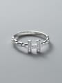 thumb 925 Sterling Silver Cubic Zirconia Letter Dainty Band Ring 0
