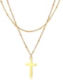 thumb Stainless Steel With Gold Plated Simplistic Cross Multi Strand Necklaces 0