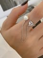thumb 925 Sterling Silver Bead Chain Heart  Cubic Zirconia Vintage Ring 1
