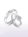 thumb 925 Sterling Silver Cubic Zirconia Geometric Minimalist Couple Ring 0