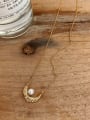 thumb 925 Sterling Silver Imitation Pearl Moon Vintage Necklace 0