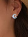 thumb 925 Sterling Silver Glass Stone Moon Cute Stud Earring 1