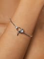 thumb 925 Sterling Silver Cubic Zirconia Heart Dainty Band Bangle 1