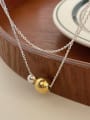 thumb 925 Sterling Silver Round Ball Minimalist Multi Strand Necklace 0