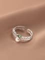 thumb 925 Sterling Silver Cubic Zirconia  Minimalist  Double row drill Stackable Ring 3