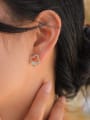 thumb Brass Cubic Zirconia Clover Minimalist Stud Earring 1