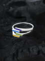 thumb 925 Sterling Silver Enamel Geometric Minimalist Stackable Ring 2