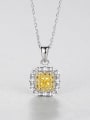 thumb 925 Sterling Silver Luxury  square  Cubic Zirconia  pendant  Necklace 2