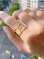 thumb Brass Cubic Zirconia Geometric Letter Minimalist Stackable Ring 2