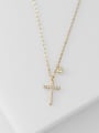 thumb 925 Sterling Silver Cubic Zirconia Cross Dainty Necklace 0