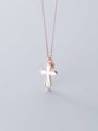 thumb 925 Sterling Silver Shell White Cross Minimalist Regligious Necklace 3
