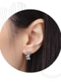thumb Alloy Cubic Zirconia Tassel Dainty Stud Earring 1