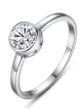 thumb 925 Sterling Silver Cubic Zirconia White Round Minimalist Band Ring 0