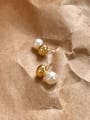 thumb 925 Sterling Silver Imitation Pearl Round Vintage Drop Earring 0