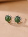 thumb 925 Sterling Silver Bead Round Vintage Stud Earring 2