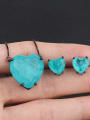 thumb Copper  Vintage Heart Glass Stone Earring and Necklace Set 3