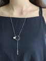 thumb 925 Sterling Silver Freshwater Pearl Geometric Trend Lariat Necklace 0