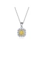 thumb 925 Sterling Silver Luxury  square  Cubic Zirconia  pendant  Necklace 0