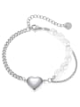 thumb Titanium Steel Imitation Pearl Heart Minimalist Strand Bracelet 3