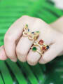 thumb Brass Cubic Zirconia Rainbow Minimalist Butterfly Stackable Ring 1