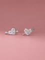 thumb 925 Sterling Silver Cubic Zirconia Heart Minimalist Stud Earring 0