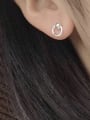 thumb 925 Sterling Silver Hollow Geometric Minimalist Stud Earring 2