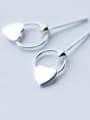 thumb 925 Sterling Silver Smooth Heart Minimalist Drop Earring 0