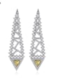 thumb Copper Cubic Zirconia Hollow Triangle Hip Hop Chandelier Earring 0