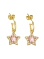 thumb Brass Glass Stone Five-Pointed Star Vintage Hook Earring 4