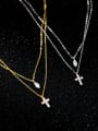 thumb 925 Sterling Silver Cubic Zirconia Cross Dainty Multi Strand Necklace 2