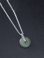 thumb 925 Sterling Silver Jade Geometric Vintage Necklace 1