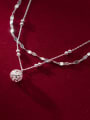 thumb 925 Sterling Silver Bead Irregular Hip Hop Strand Hollow sphere double layer Bracelet 3