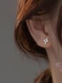 thumb 925 Sterling Silver Cubic Zirconia Leaf Minimalist Stud Earring 1