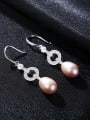 thumb 925 Sterling Silver Freshwater Pearl Hollow Geometric Classic Hook Earring 1