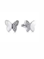 thumb 925 Sterling Silver Rhinestone Butterfly Minimalist Stud Earring 0