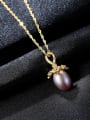 thumb 925 Sterling Silver Freshwater Pearl Zircon flower pendant  Necklace 2