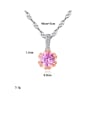 thumb 925 sterling silver simple Pink Cubic Zirconia Flower Pendant Necklace 3