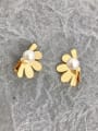 thumb Copper Imitation Pearl White Flower Minimalist Removable Stud Earring 0