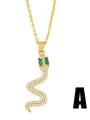 thumb Brass Cubic Zirconia Snake Ethnic Necklace 1