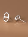thumb 925 Sterling Silver Hollow Geometric Minimalist Stud Earring 3