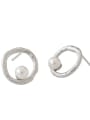 thumb 925 sterling silver imitation pearl iterative geometry minimalist study Earring 2