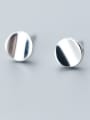 thumb 925 Sterling Silver Smooth Round Minimalist Stud Earring 2