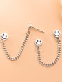 thumb 925 Sterling Silver Face Vintage smiley chain Stud Earring 0