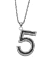 thumb Stainless steel Chain Alloy Pendant  Cubic Zirconia Number Hip Hop Long Strand Necklace 2