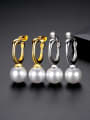 thumb Brass Imitation Pearl Geometric Minimalist Huggie Earring 4