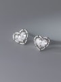 thumb 925 Sterling Silver Cubic Zirconia Heart Dainty Stud Earring 0