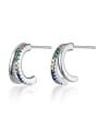thumb S925 silver simple double-layer color drill smooth U-shape Stud Earring 0