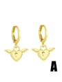 thumb Brass Rhinestone Wing Cute Angel Huggie Earring 2