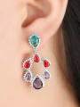 thumb Brass Cubic Zirconia Multi Color Water Drop Luxury Chandelier Earring 1